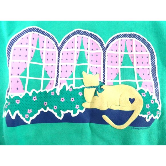 Hugger Gopher Activewear Cat Lady Sweat Shirt 3X Green New - Picture 3 of 4
